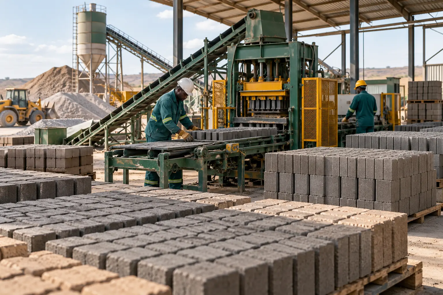 Illustrative brick and paving production workshop