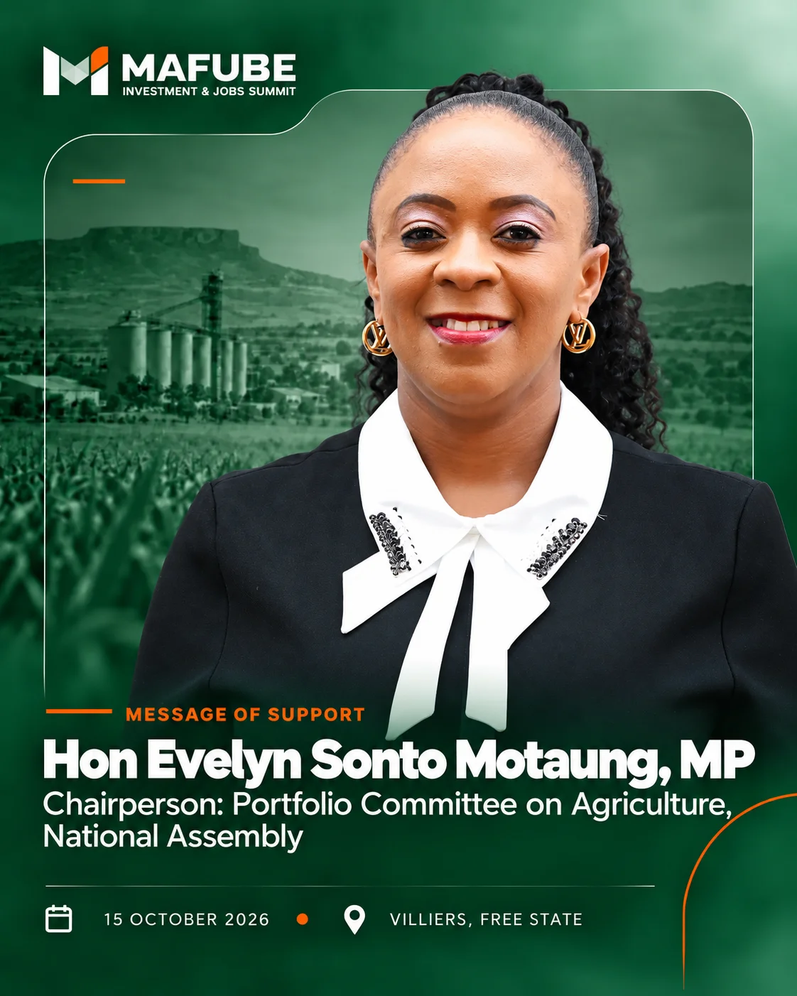 Hon Evelyn Sonto Motaung, MP, Chairperson: Portfolio Committee on Agriculture
